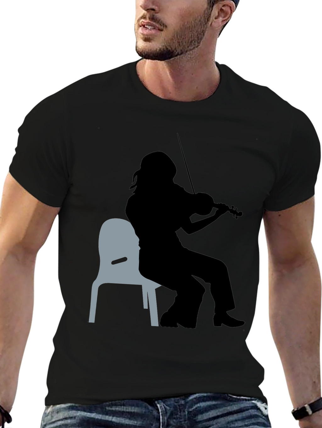 Violinist Silhouette Graphic Tee - Unisex Black T-Shirt