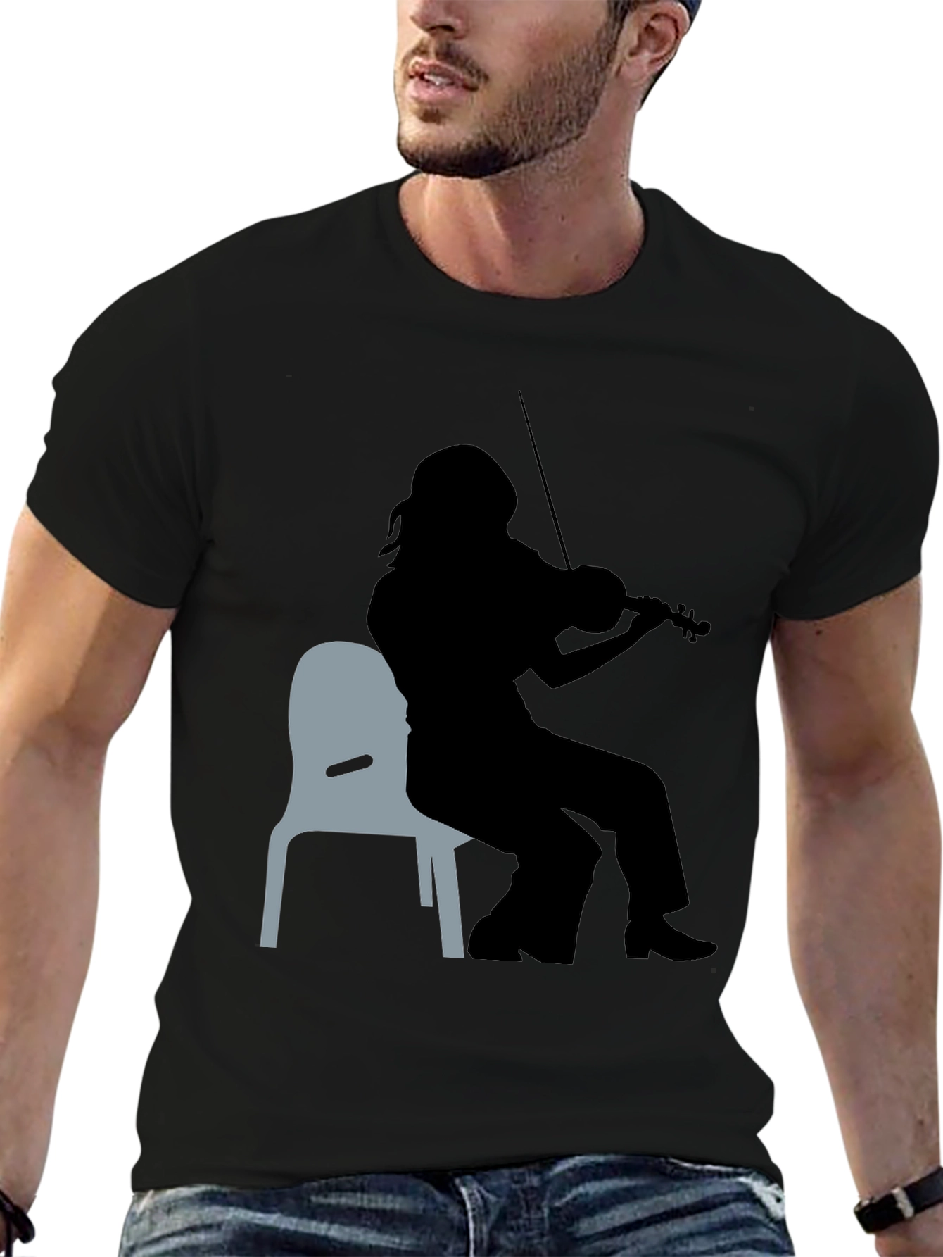 Violinist Silhouette Graphic Tee - Unisex Black T-Shirt