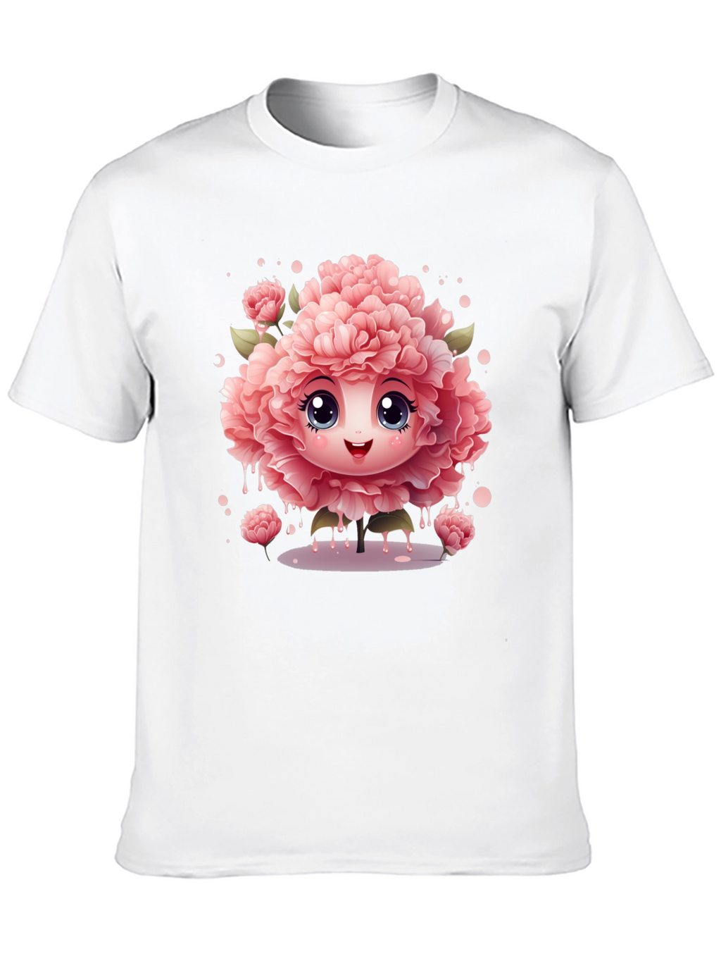 Cute Flower Character Black T-Shirt