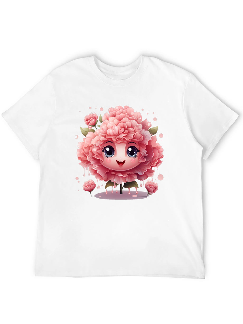 Cute Flower Character Black T-Shirt