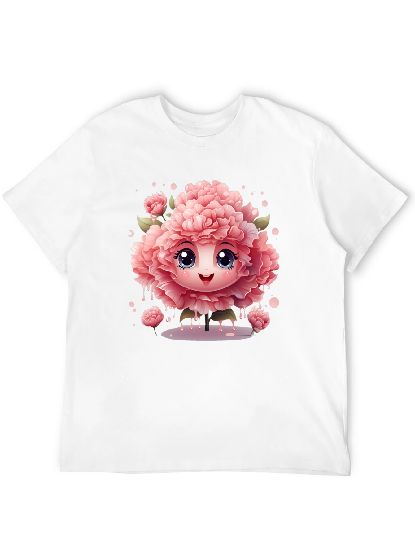 Cute Flower Character Black T-Shirt