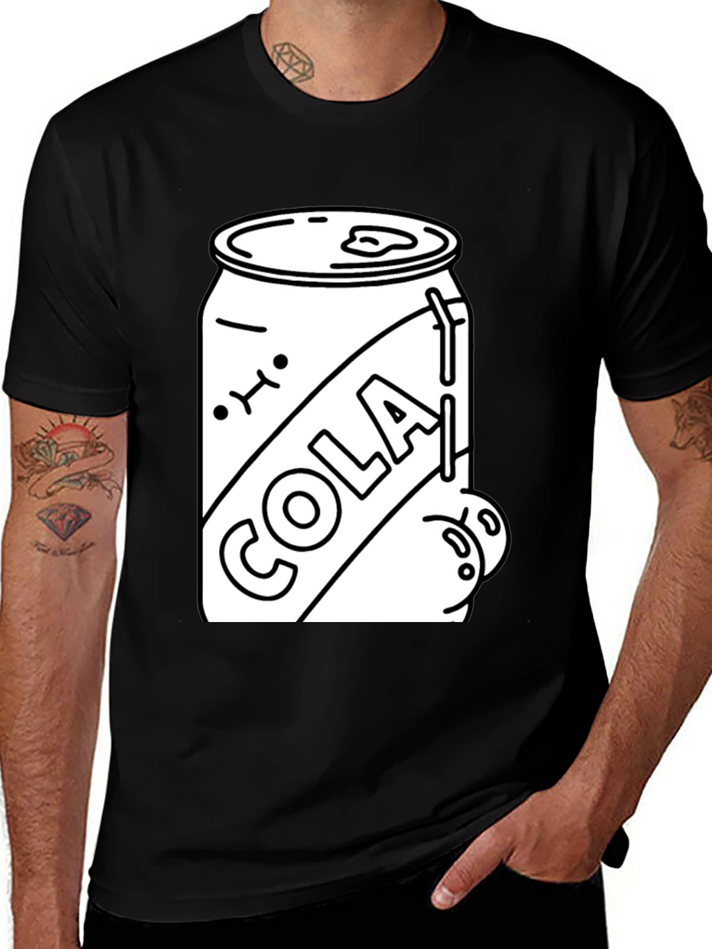 Cola Can Graphic Tee - Black Cotton Blend