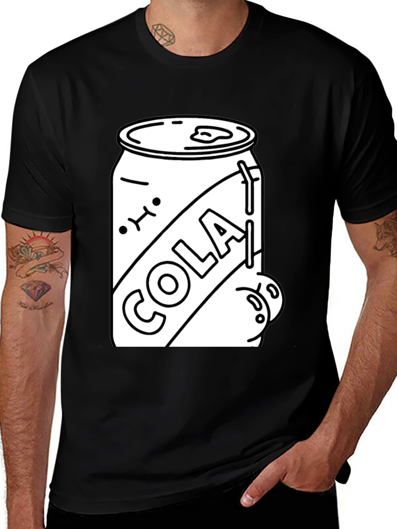 Cola Can Graphic Tee - Black Cotton Blend