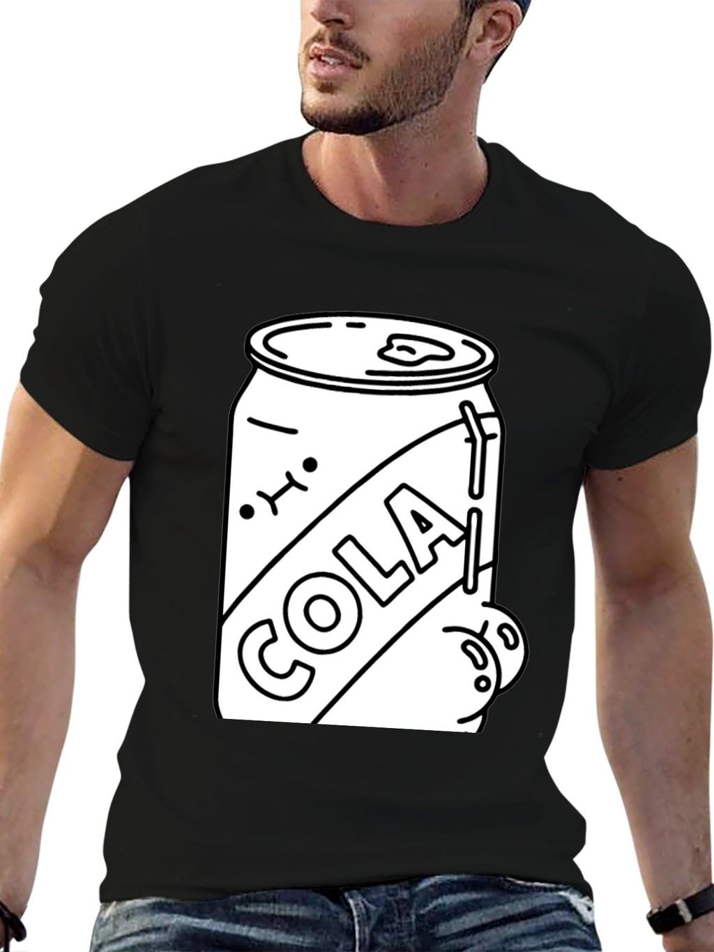 Cola Can Graphic Tee - Black Cotton Blend