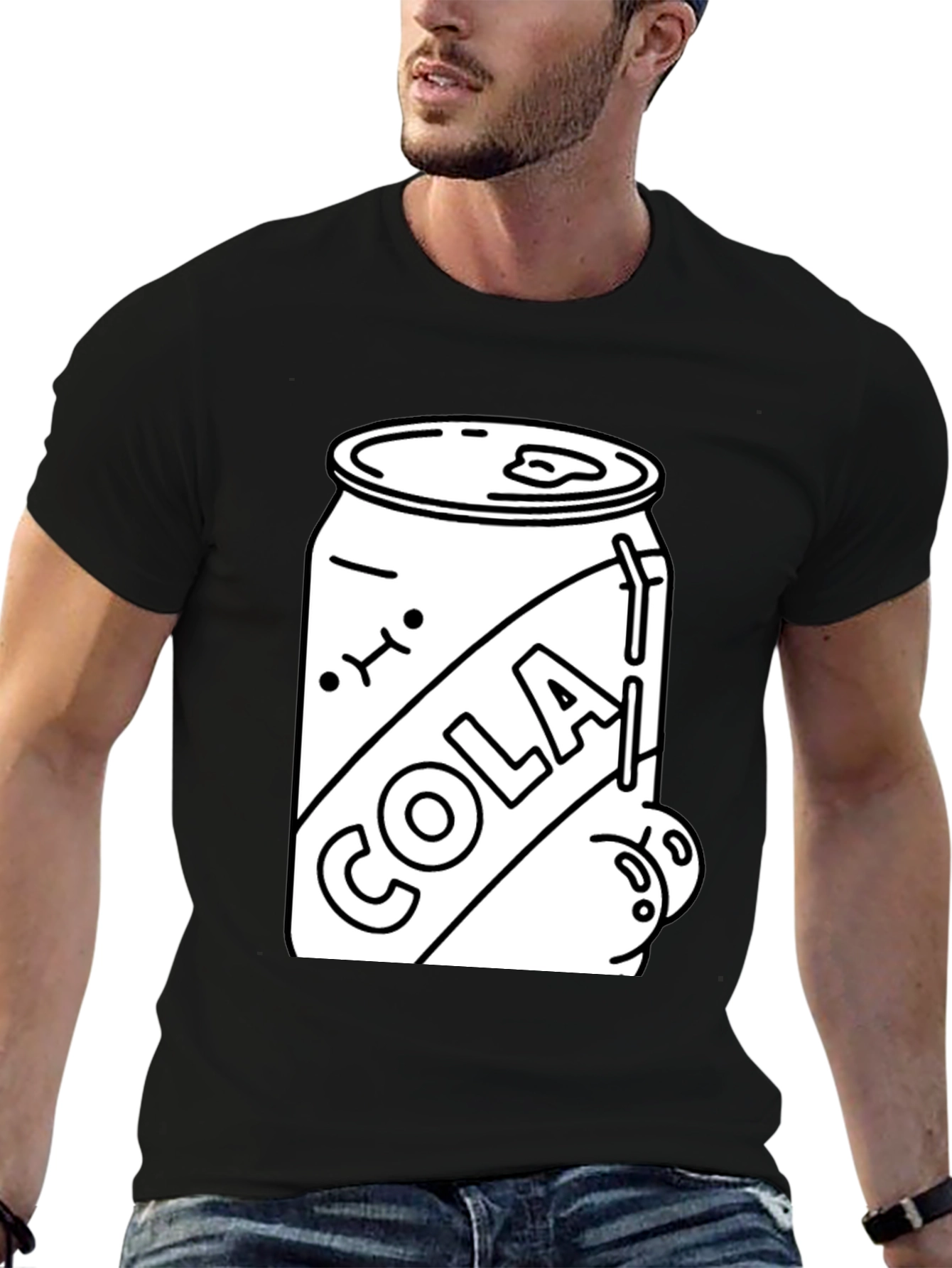 Cola Can Graphic Tee - Black Cotton Blend