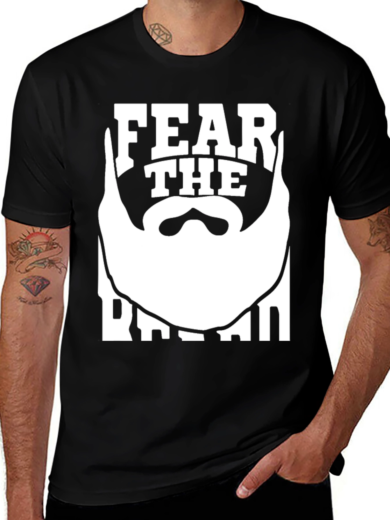 Fear The Beard T-Shirt - Black Graphic Tee