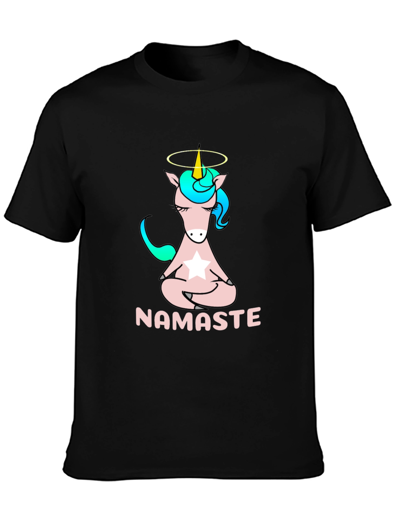 Namaste Unicorn Graphic Tee - Mens Black T-Shirt