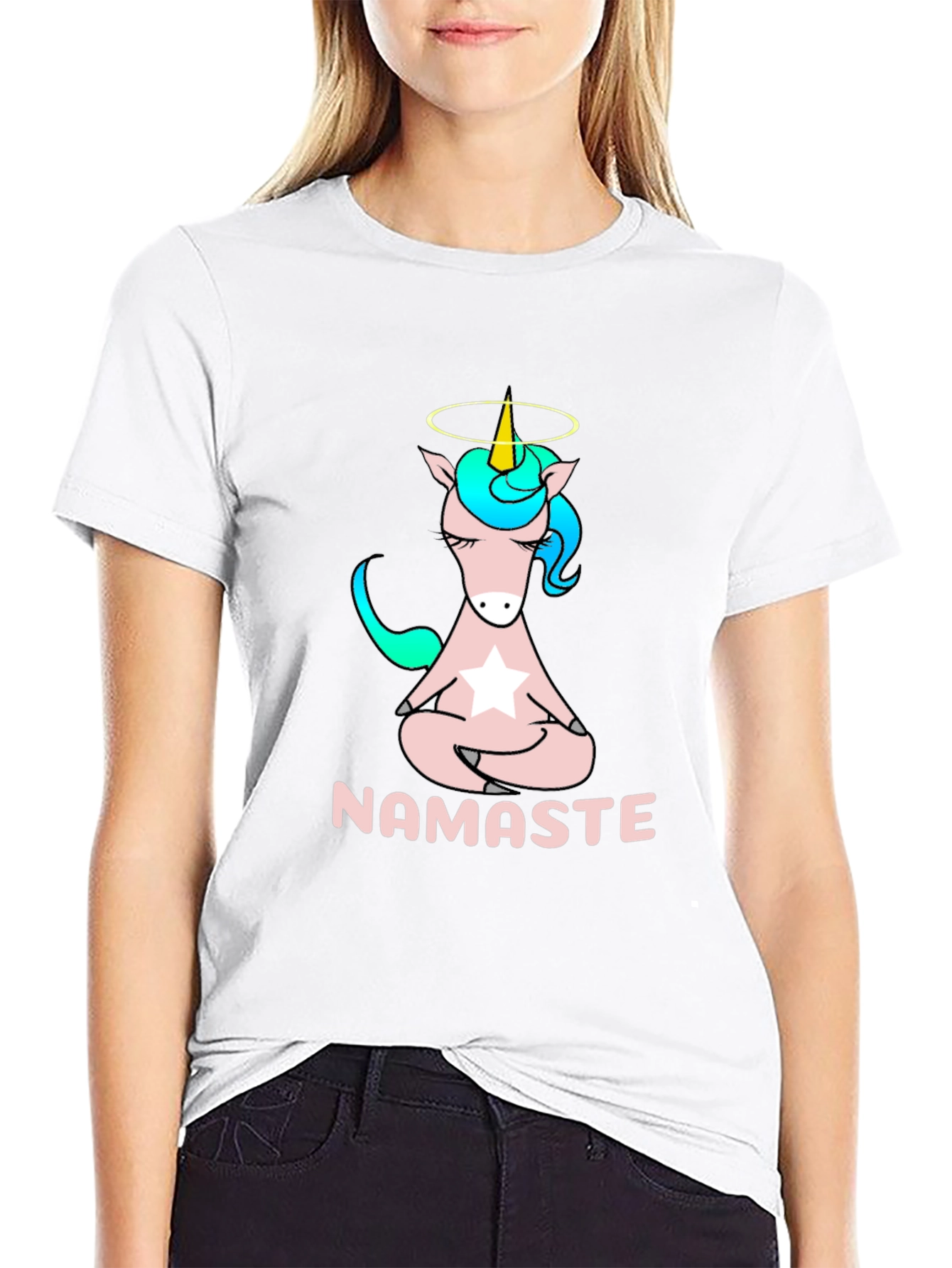Namaste Unicorn Graphic Tee - Mens Black T-Shirt