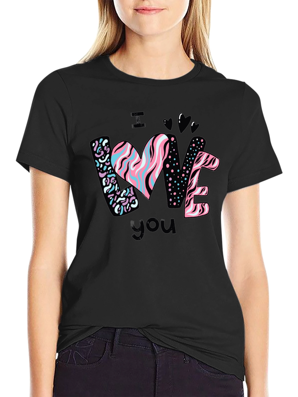 I Love You Graphic Black T-Shirt