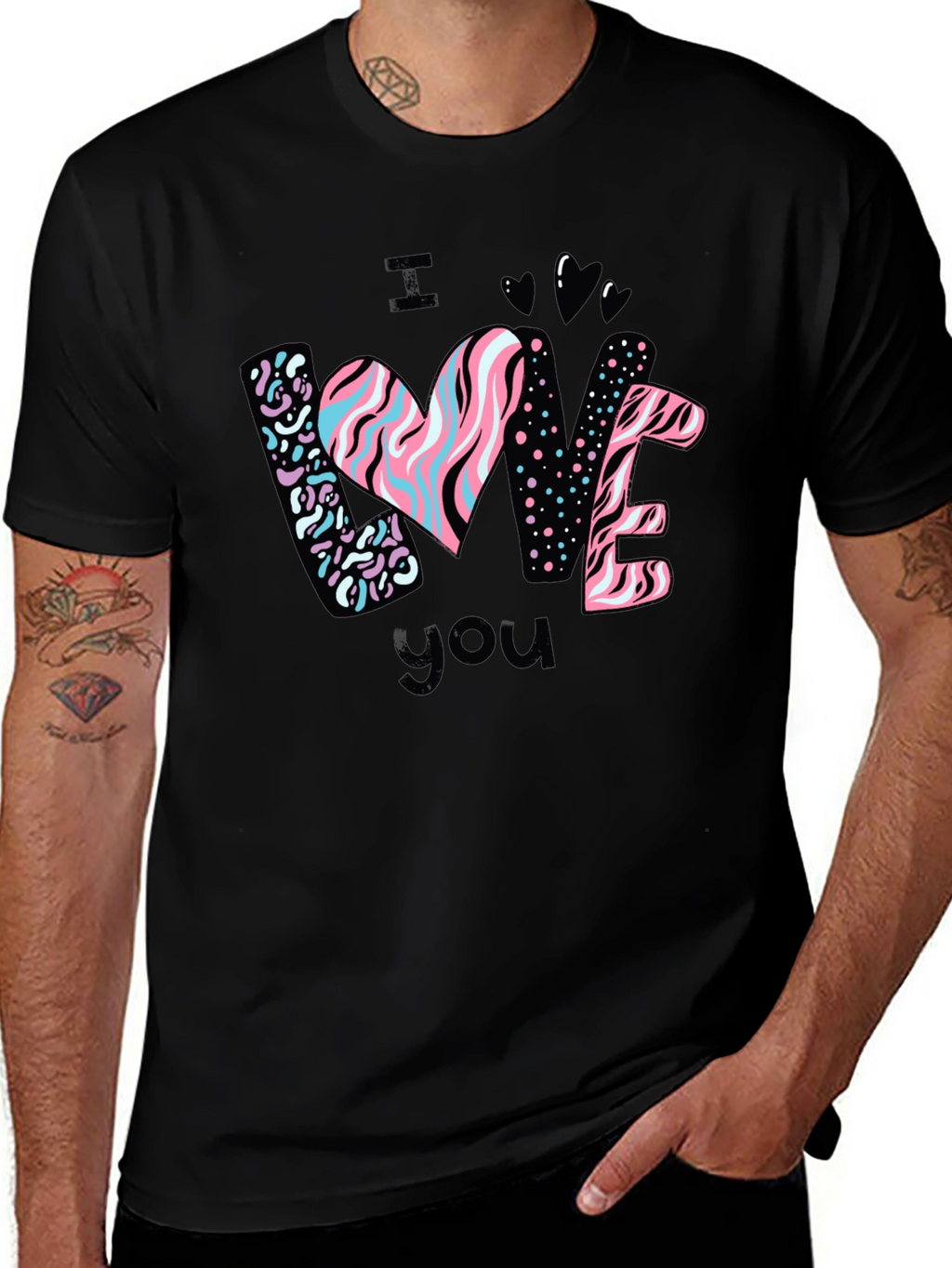 I Love You Graphic Black T-Shirt