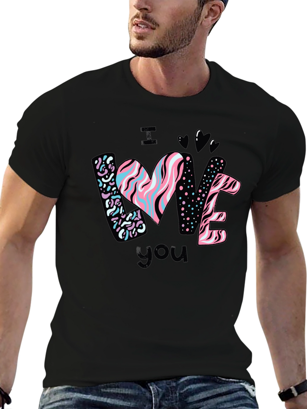 I Love You Graphic Black T-Shirt