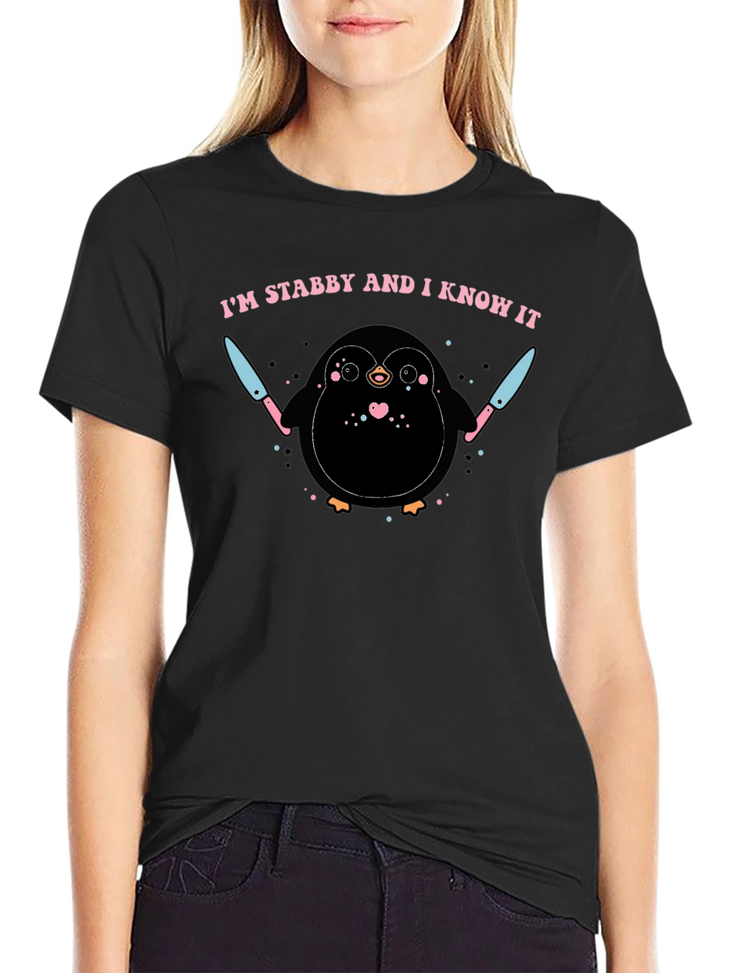 Im Stabby and I Know It Penguin Graphic Tee