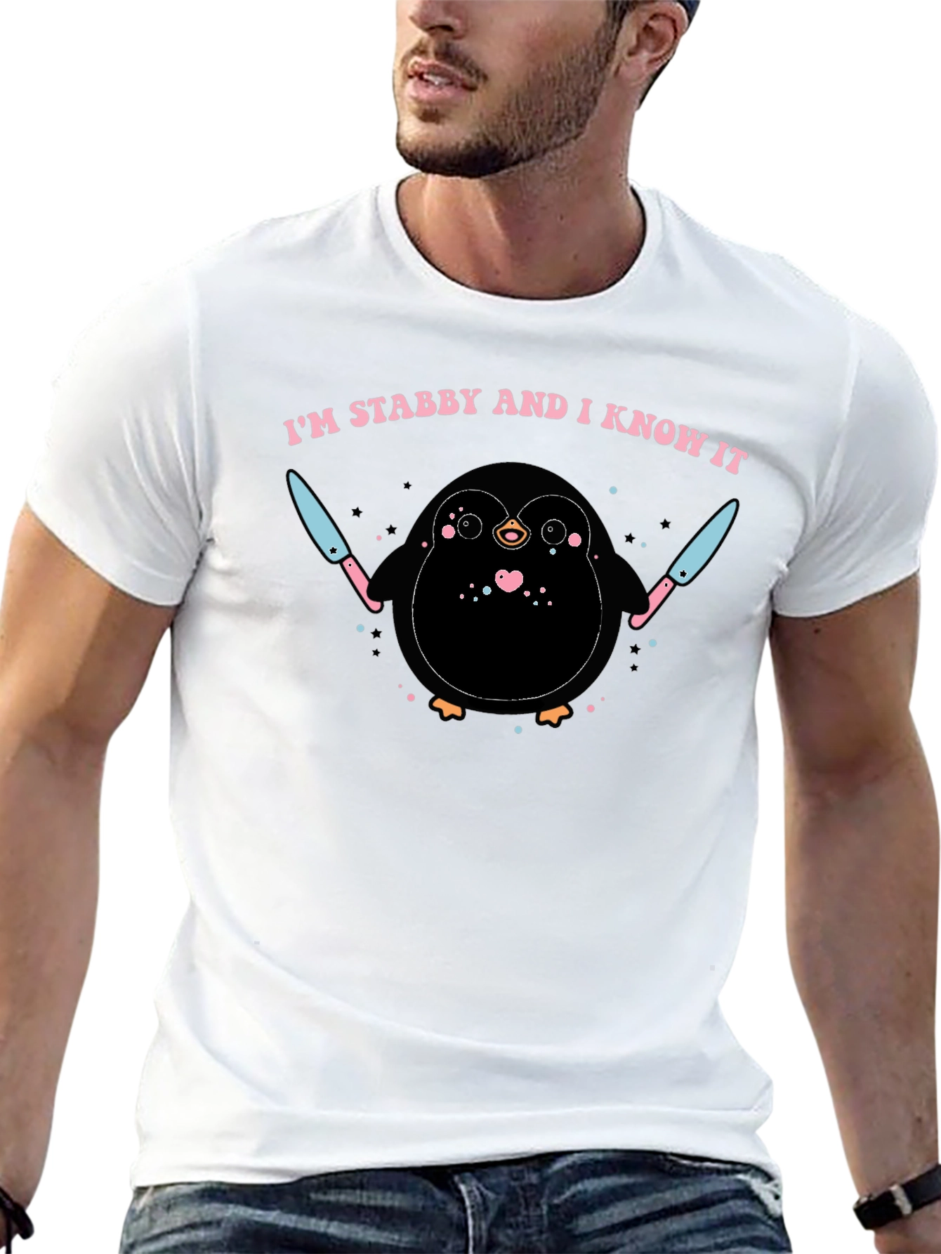 Im Stabby and I Know It Penguin Graphic Tee