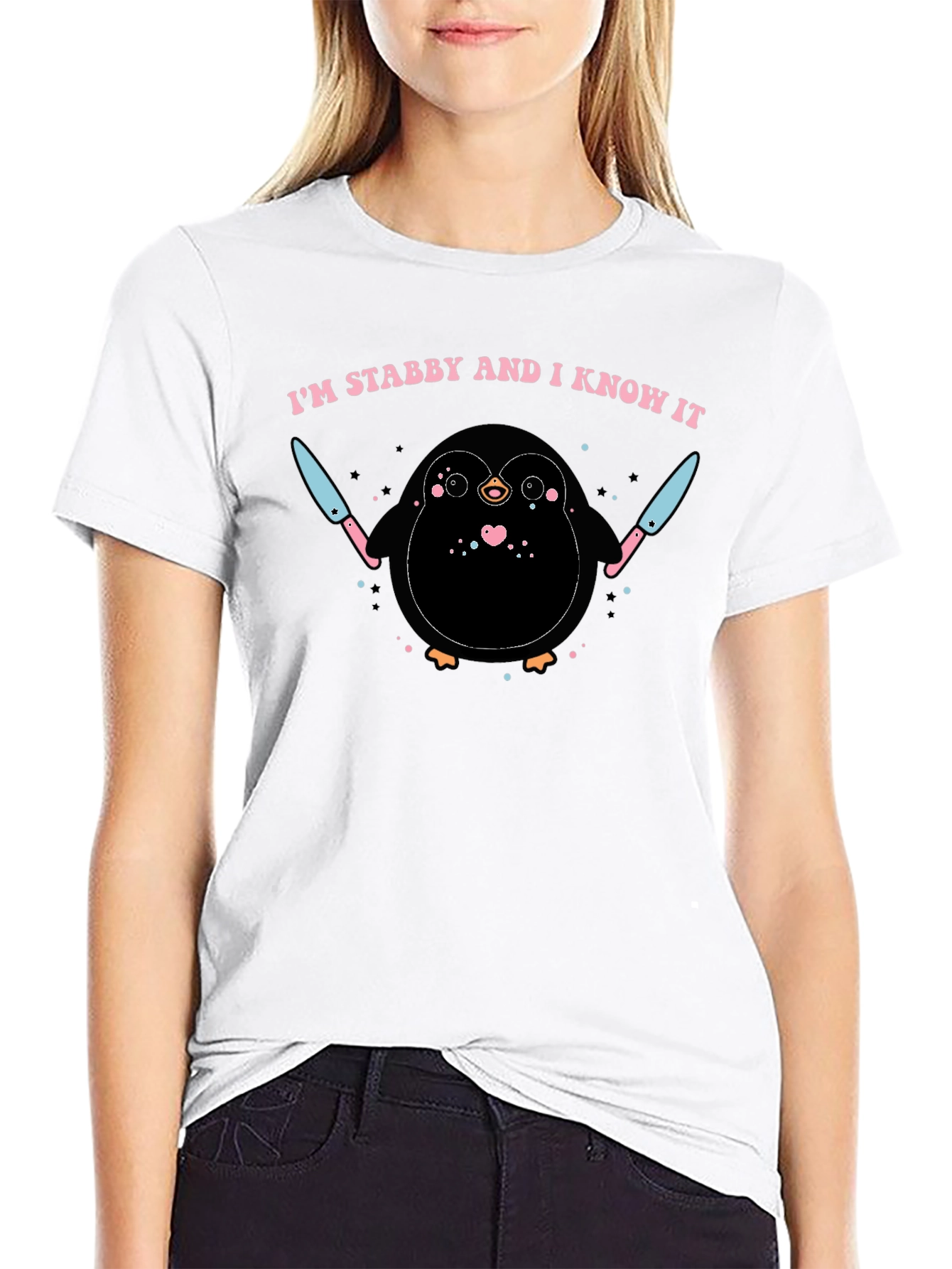 Im Stabby and I Know It Penguin Graphic Tee