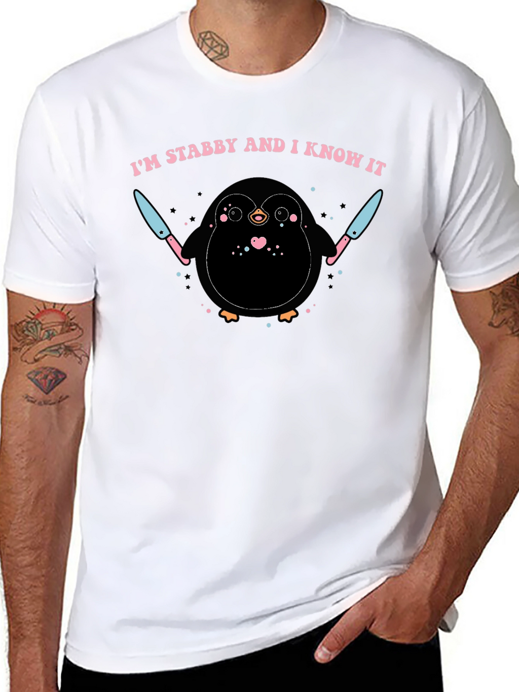 Im Stabby and I Know It Penguin Graphic Tee