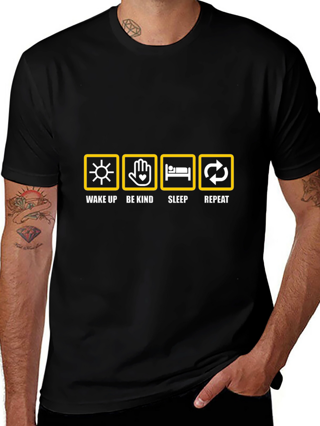 Wake Up Be Kind Sleep Repeat Graphic Tee