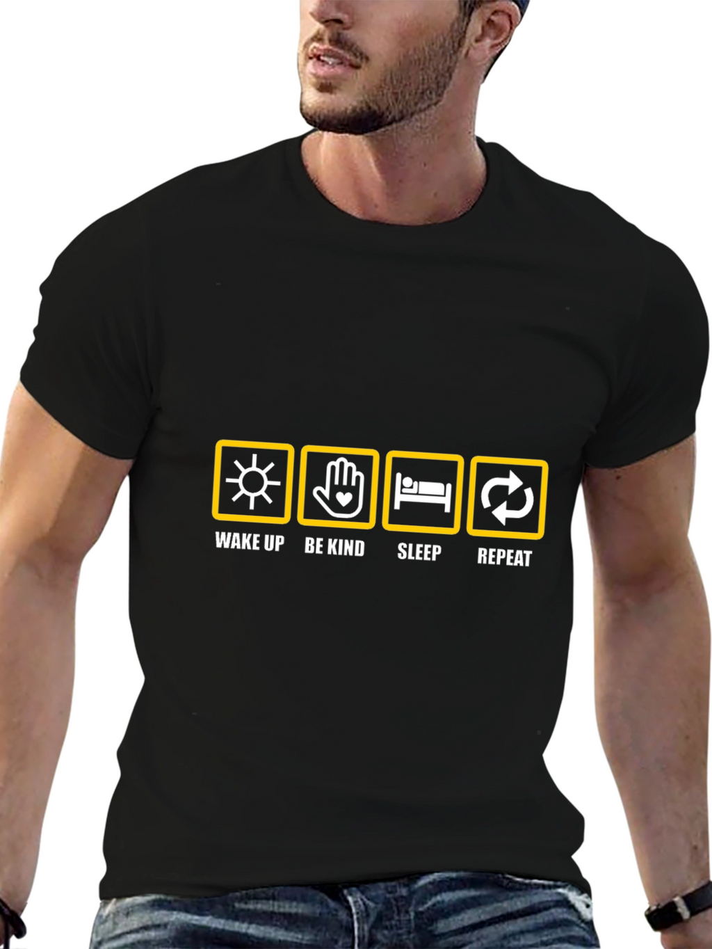 Wake Up Be Kind Sleep Repeat Graphic Tee