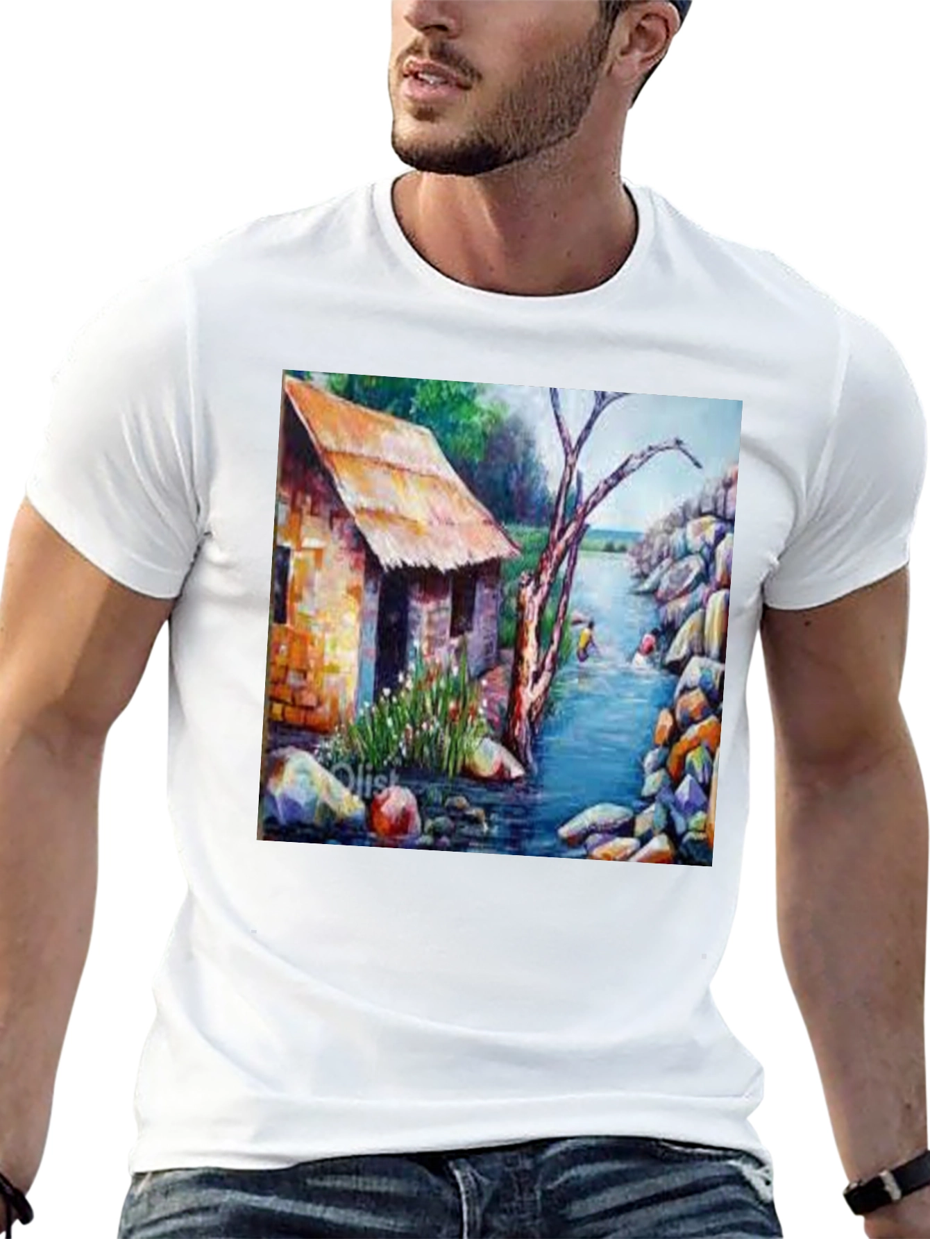 River House Painting Graphic T-Shirt