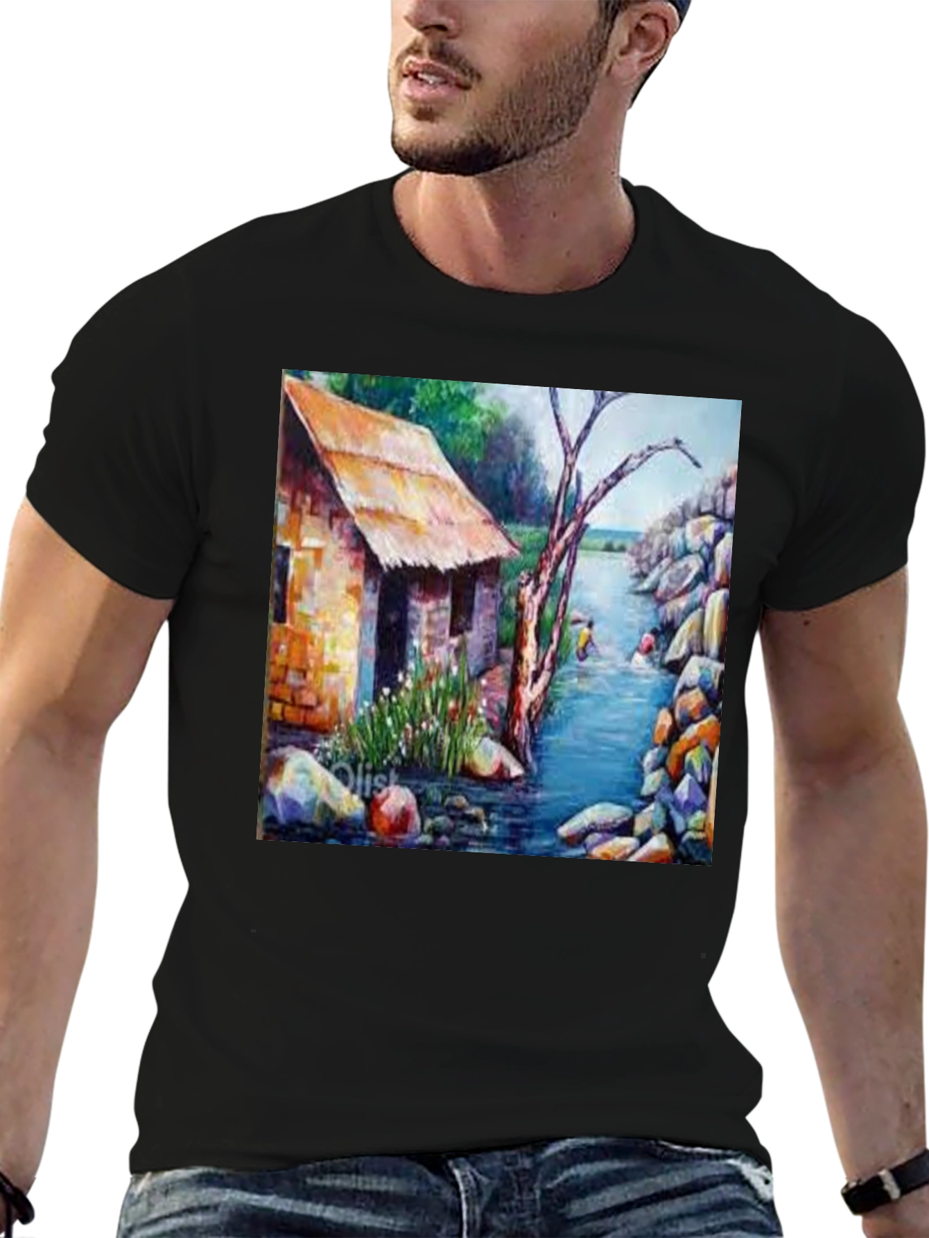 River House Painting Graphic T-Shirt