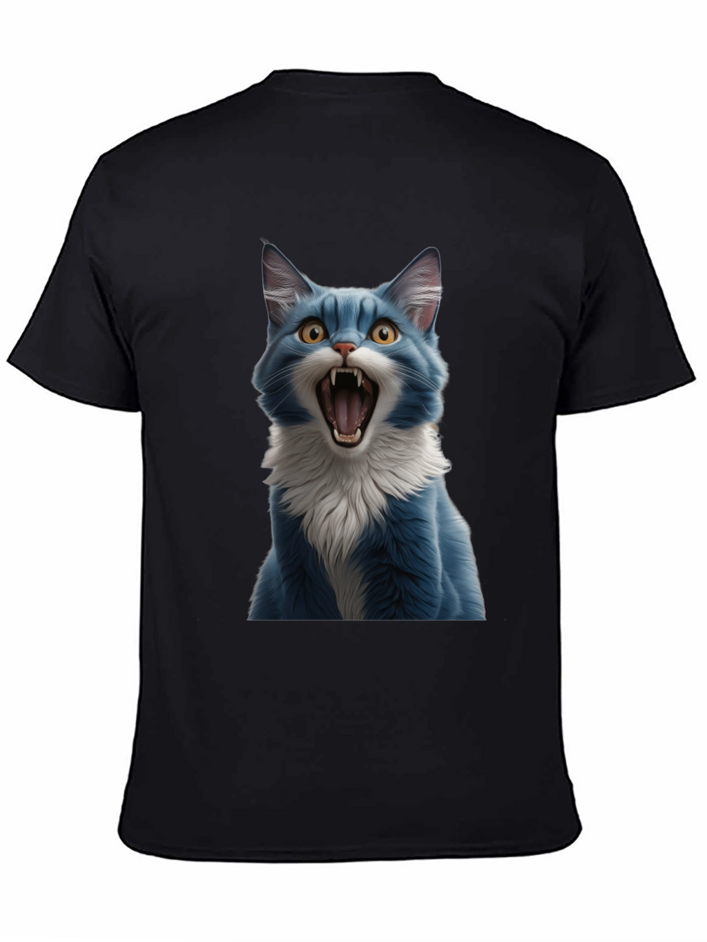Blue Cat Snarl Graphic Tee - Bold & Unique