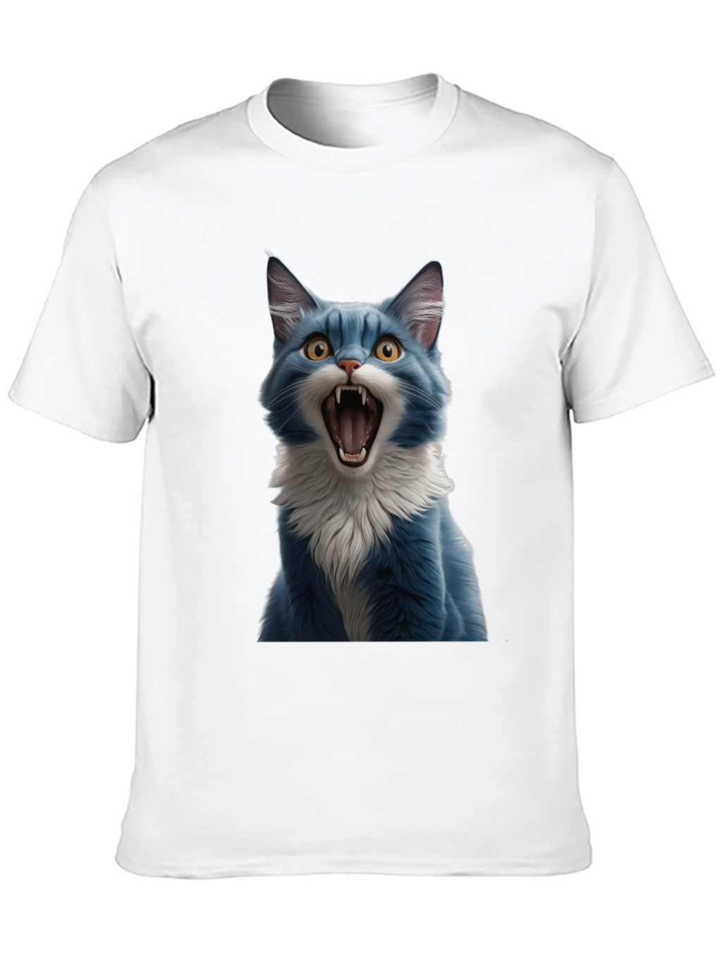 Blue Cat Snarl Graphic Tee - Bold & Unique