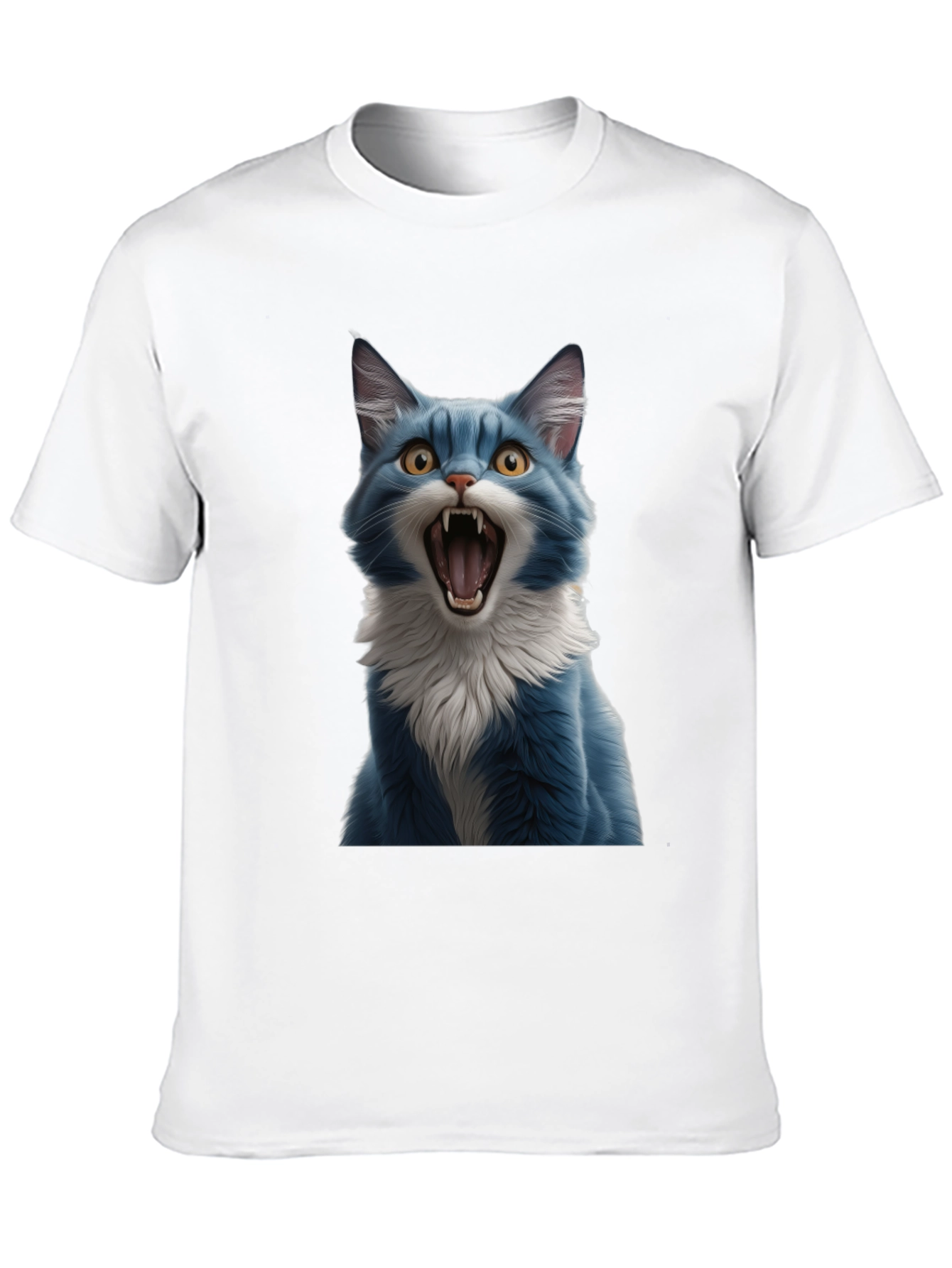 Blue Cat Snarl Graphic Tee - Bold & Unique