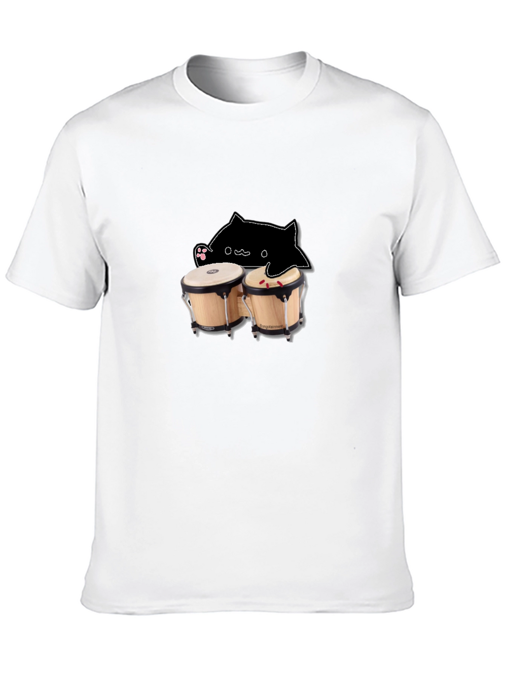 Bongo Cat Black T-Shirt - Musician Humor