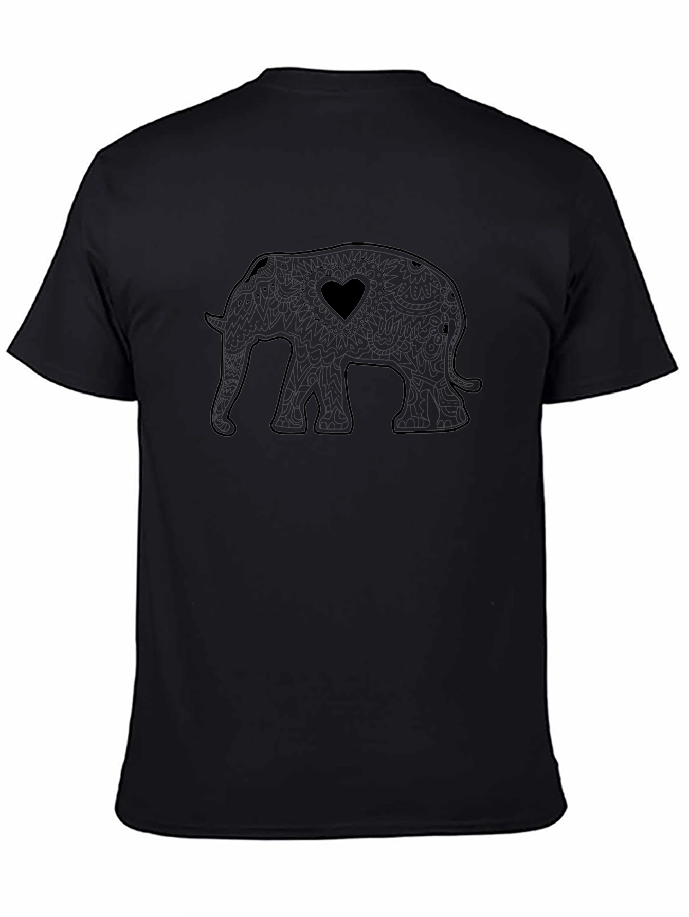 Elephant Heart Graphic Tee - Stylish Black T-Shirt