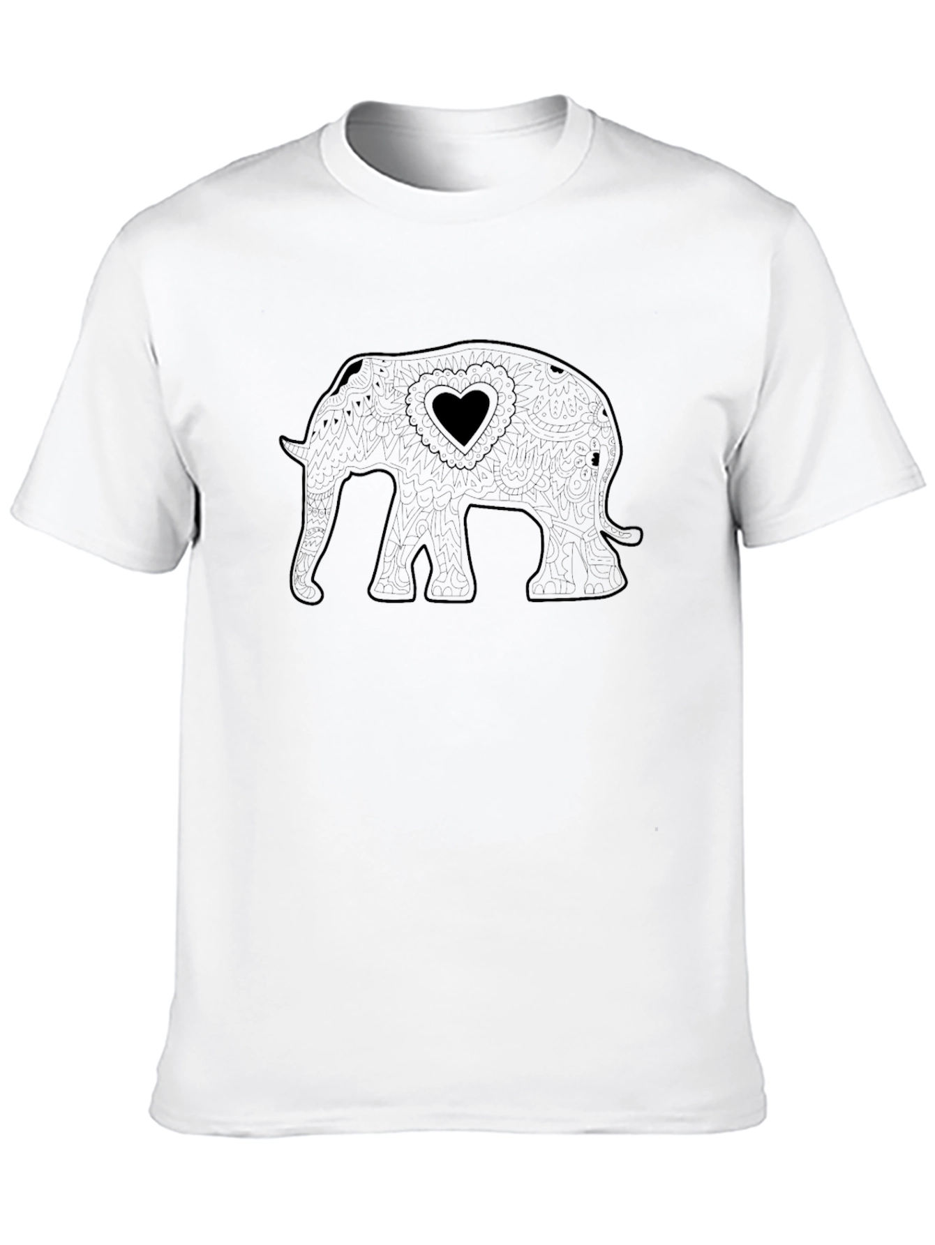 Elephant Heart Graphic Tee - Stylish Black T-Shirt