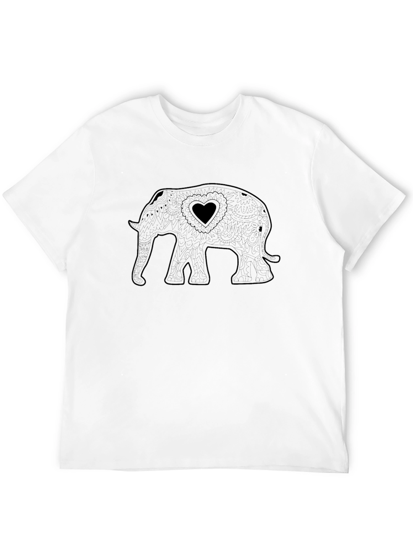 Elephant Heart Graphic Tee - Stylish Black T-Shirt