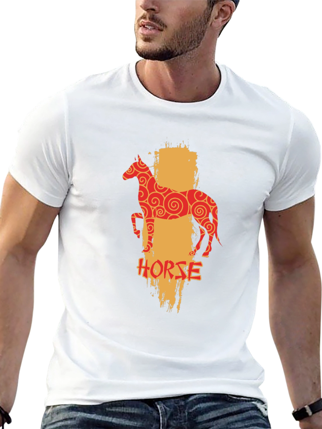 Chinese Zodiac Horse Graphic Tee - Black
