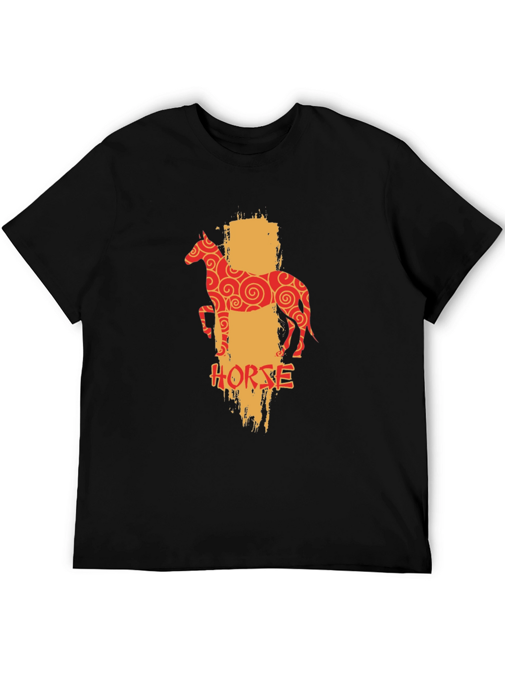 Chinese Zodiac Horse Graphic Tee - Black