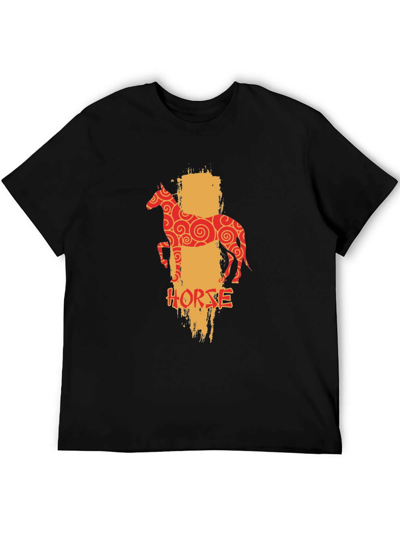 Chinese Zodiac Horse Graphic Tee - Black