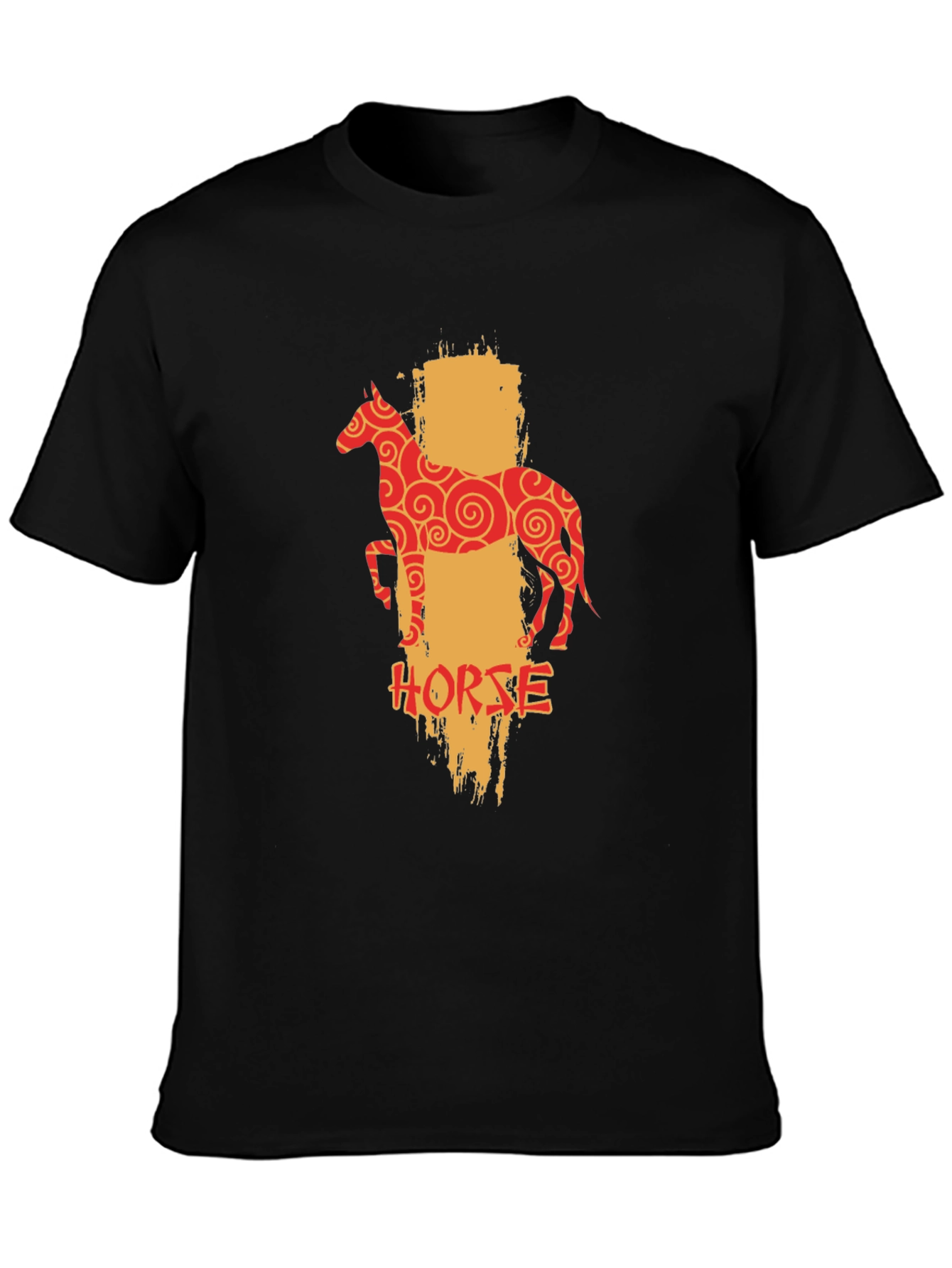 Chinese Zodiac Horse Graphic Tee - Black