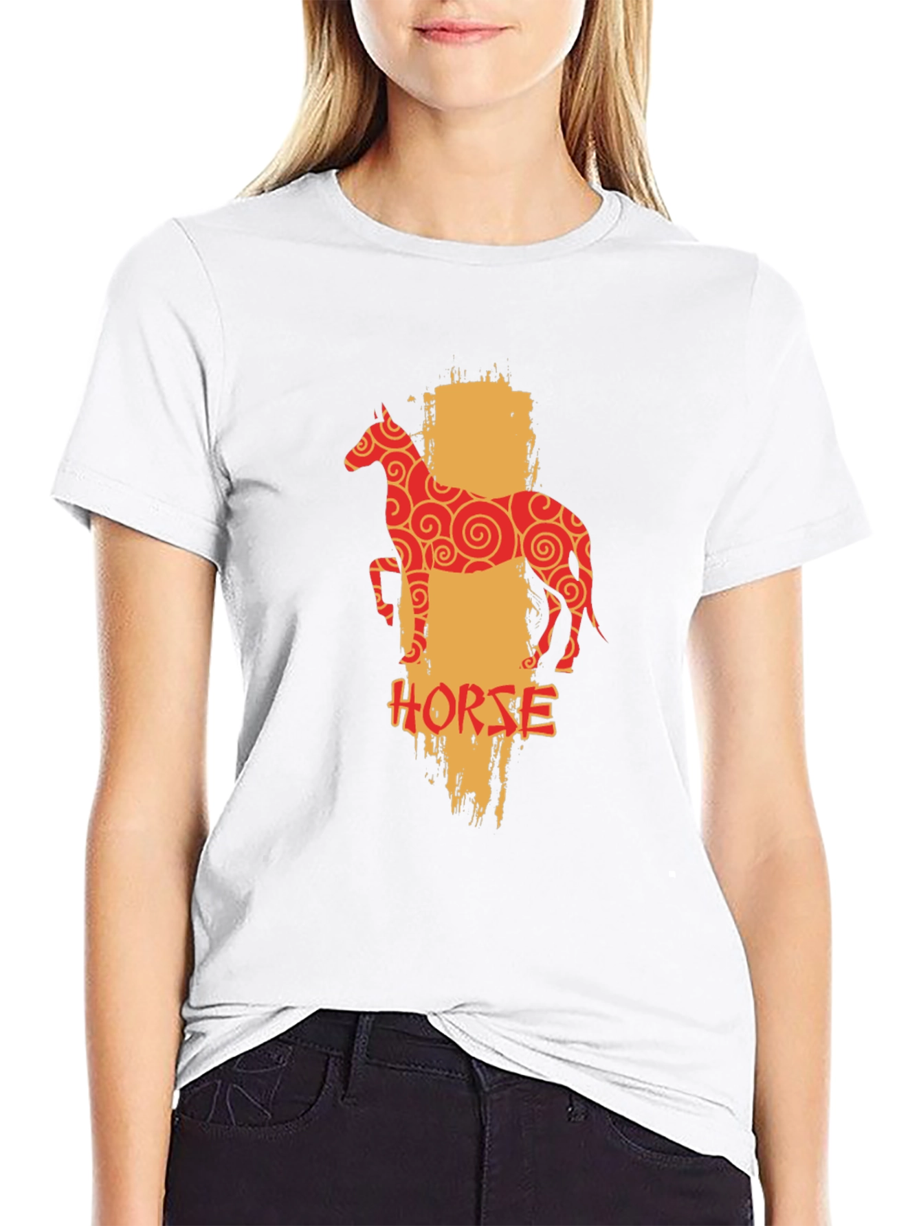 Chinese Zodiac Horse Graphic Tee - Black