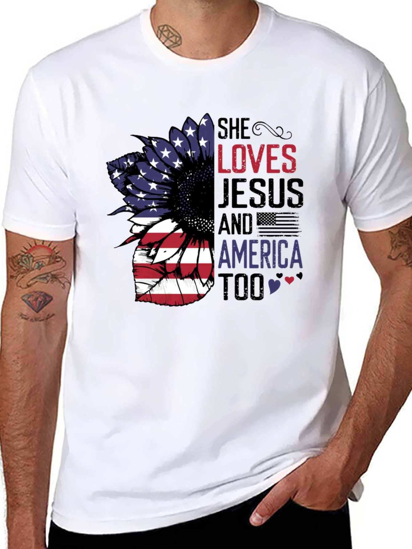 She Loves Jesus & America Too T-Shirt