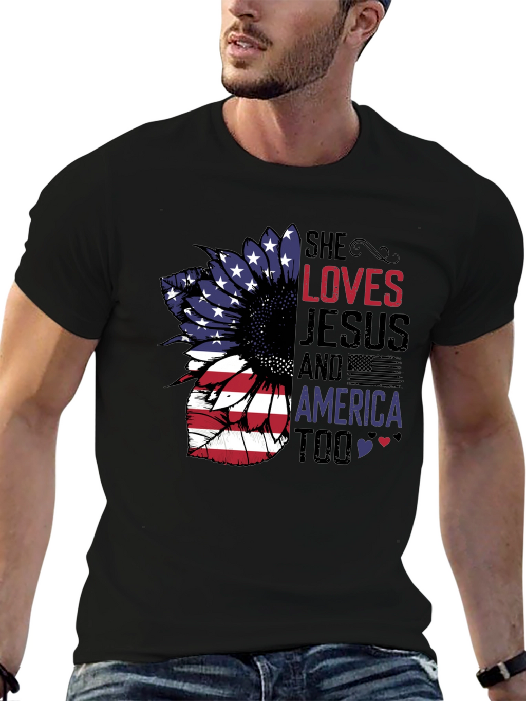 She Loves Jesus & America Too T-Shirt