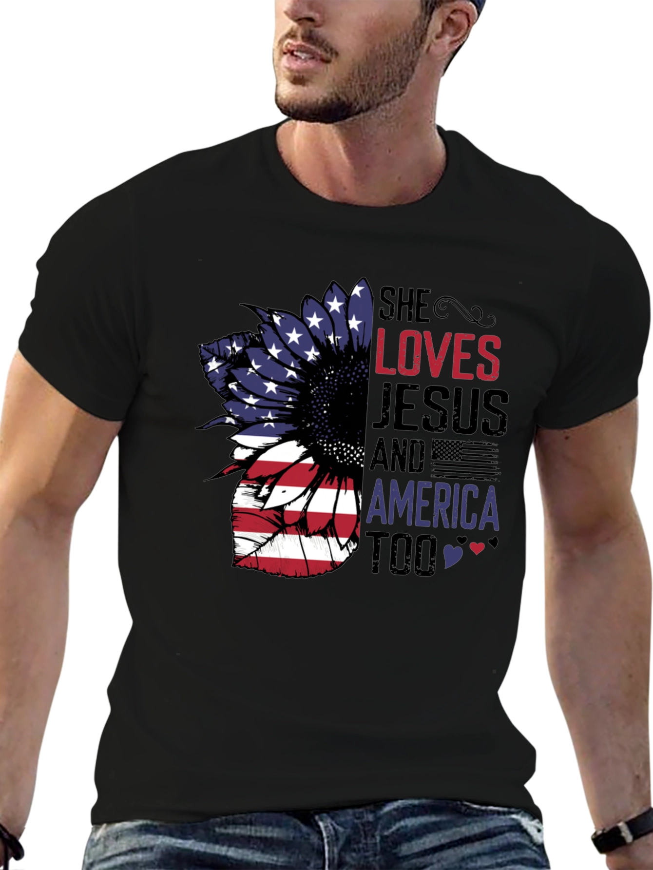 She Loves Jesus & America Too T-Shirt