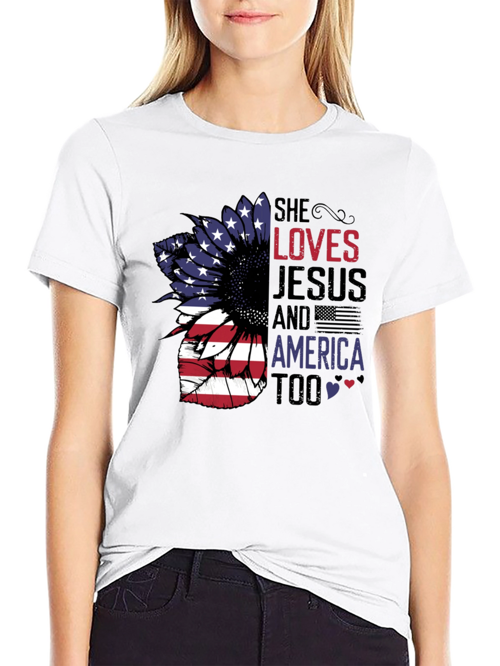 She Loves Jesus & America Too T-Shirt