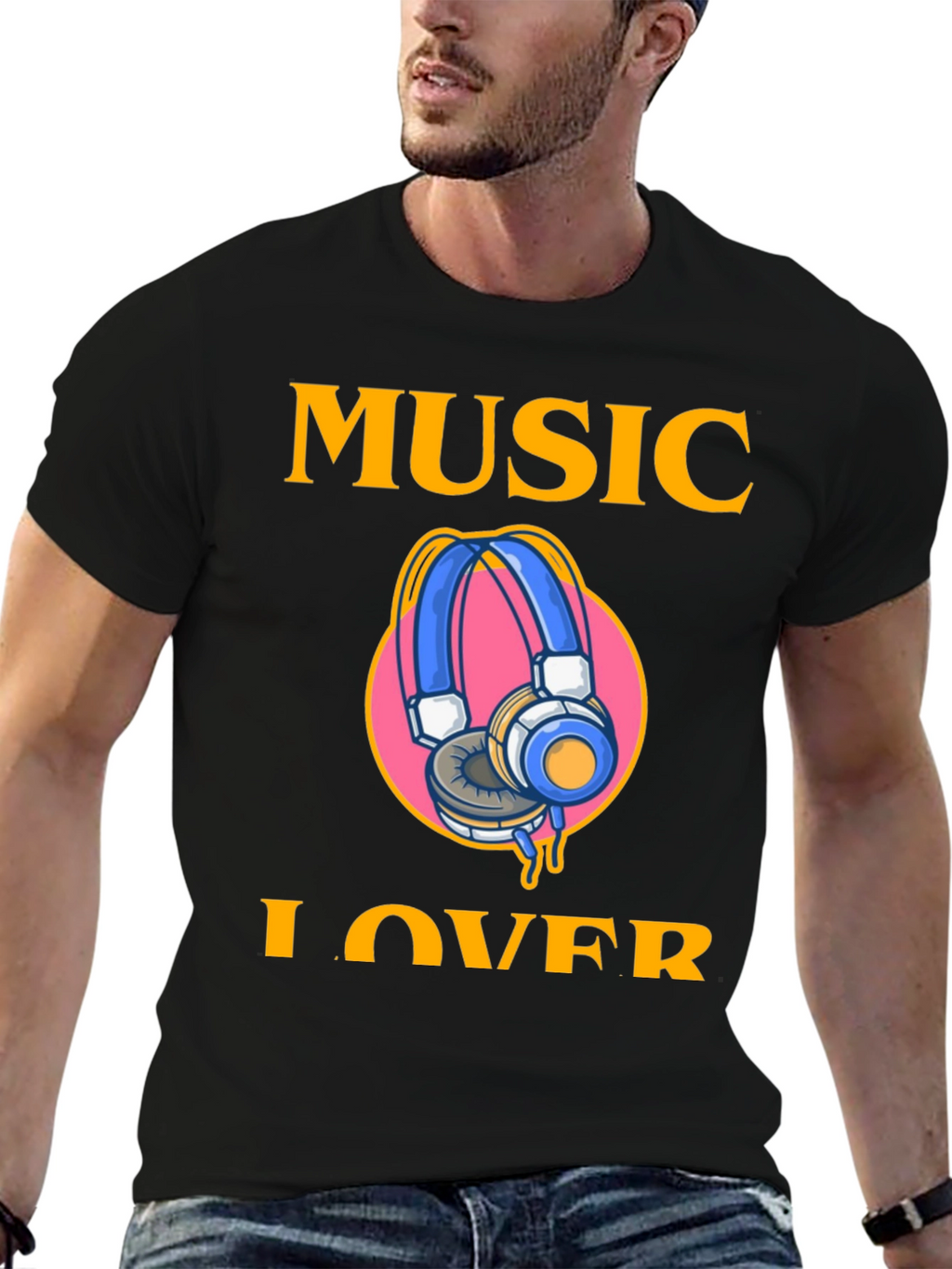 Music Lover Graphic Tee - Black Cotton T-Shirt