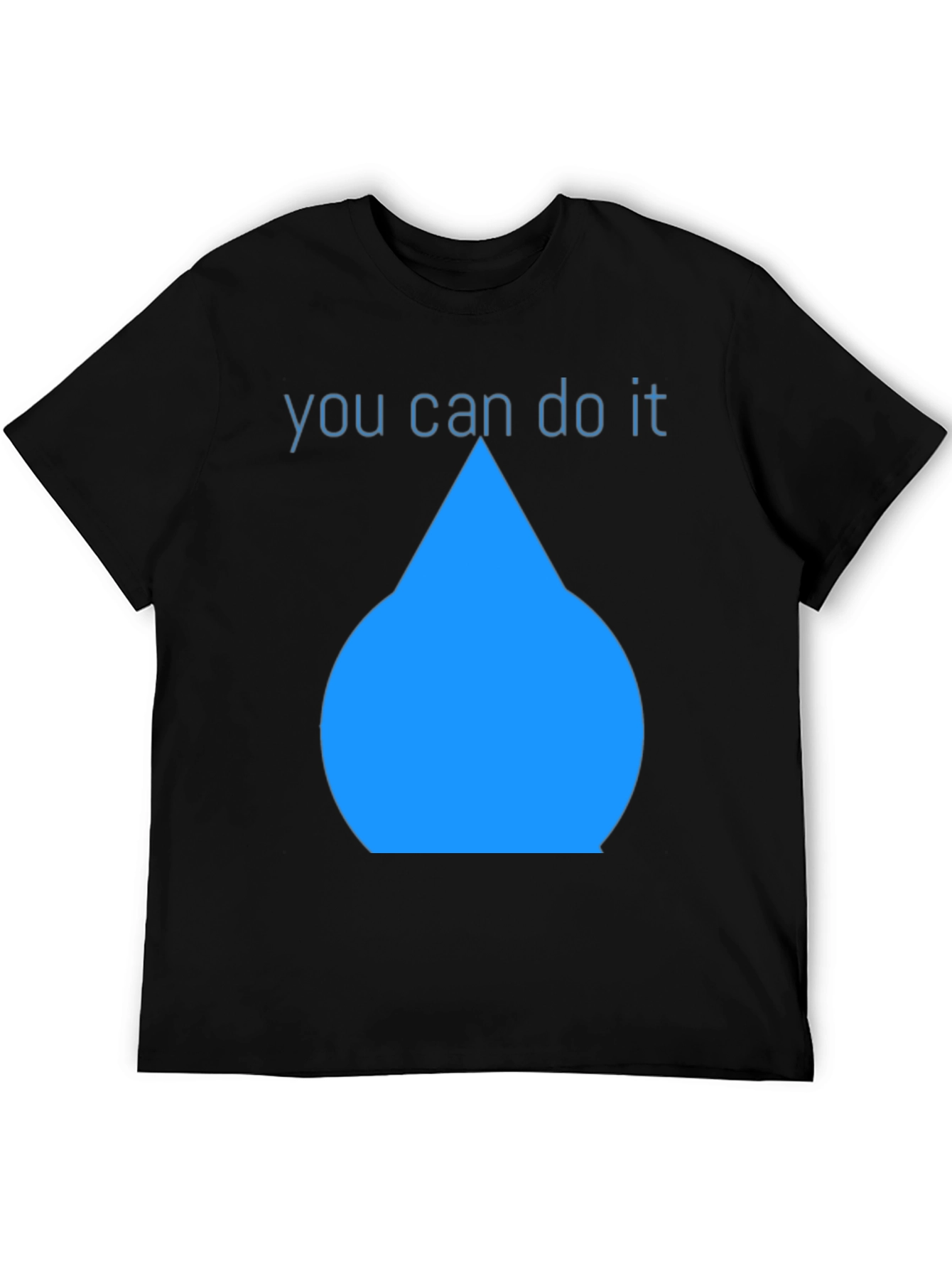 Inspirational Blue Drop Graphic Black T-Shirt