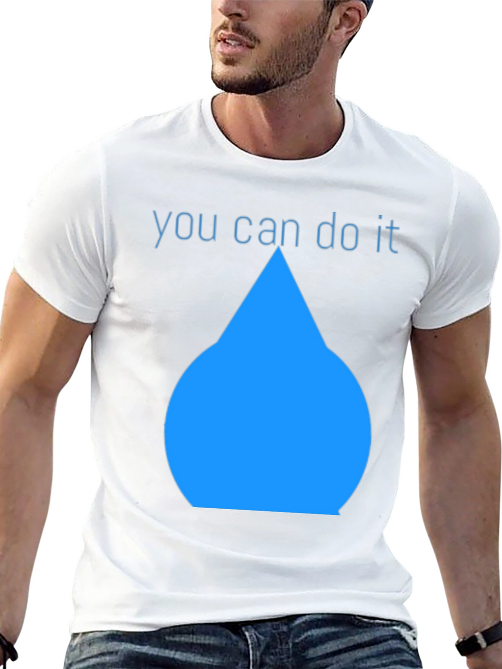 Inspirational Blue Drop Graphic Black T-Shirt