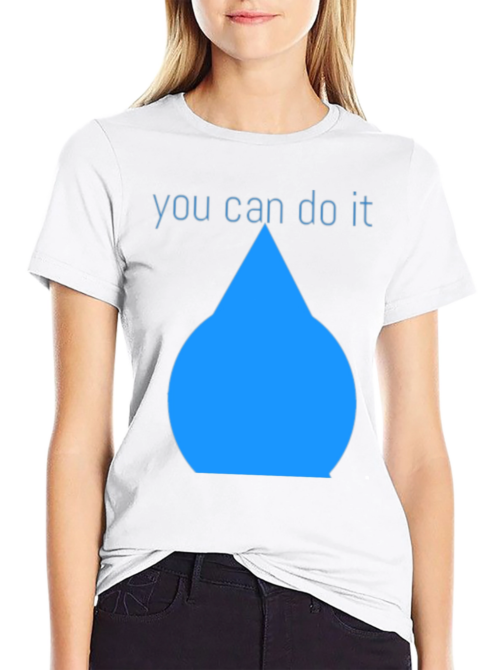 Inspirational Blue Drop Graphic Black T-Shirt