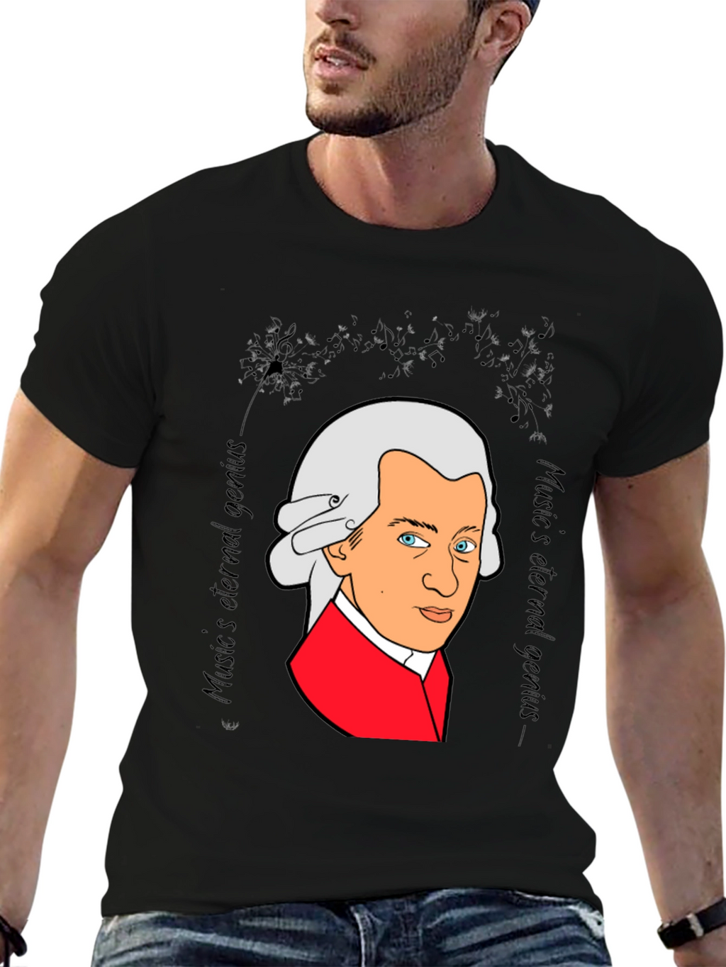 Mozart Music Genius Black T-Shirt