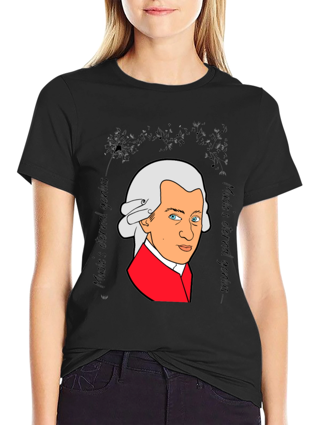 Mozart Music Genius Black T-Shirt