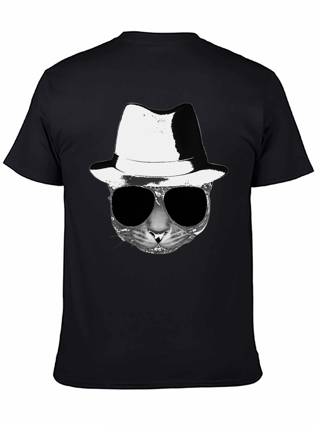 Cool Cat Fedora Sunglasses Graphic Tee - Black