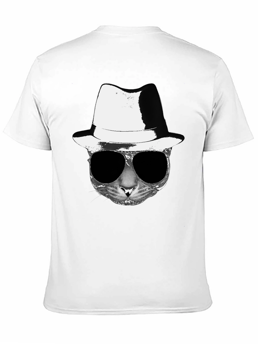 Cool Cat Fedora Sunglasses Graphic Tee - Black