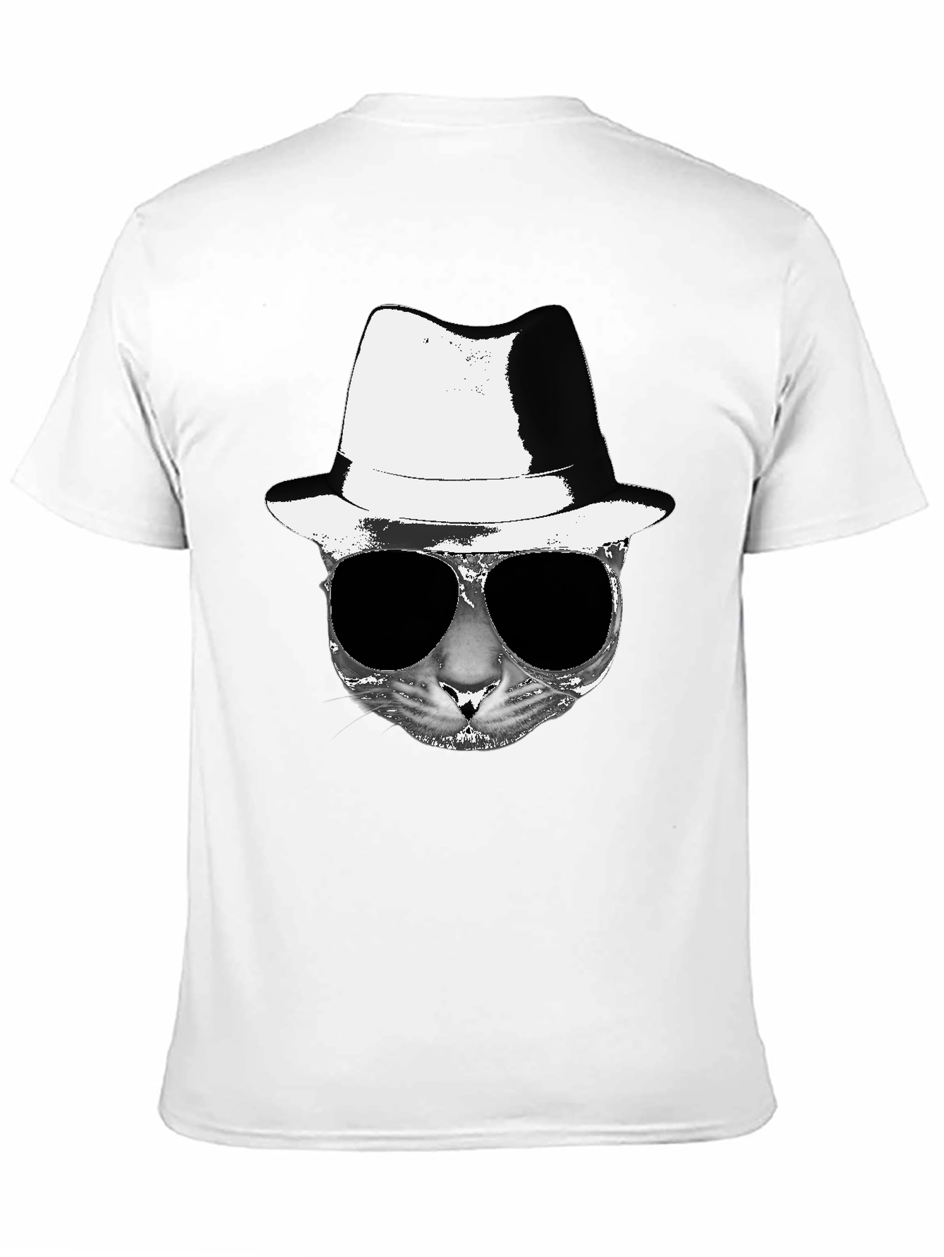 Cool Cat Fedora Sunglasses Graphic Tee - Black