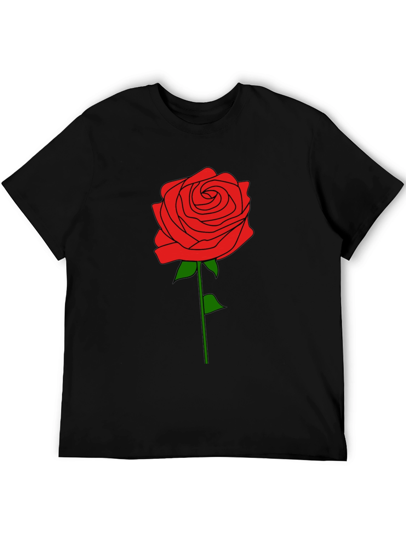 Rose Graphic T-Shirt - Black Cotton Tee
