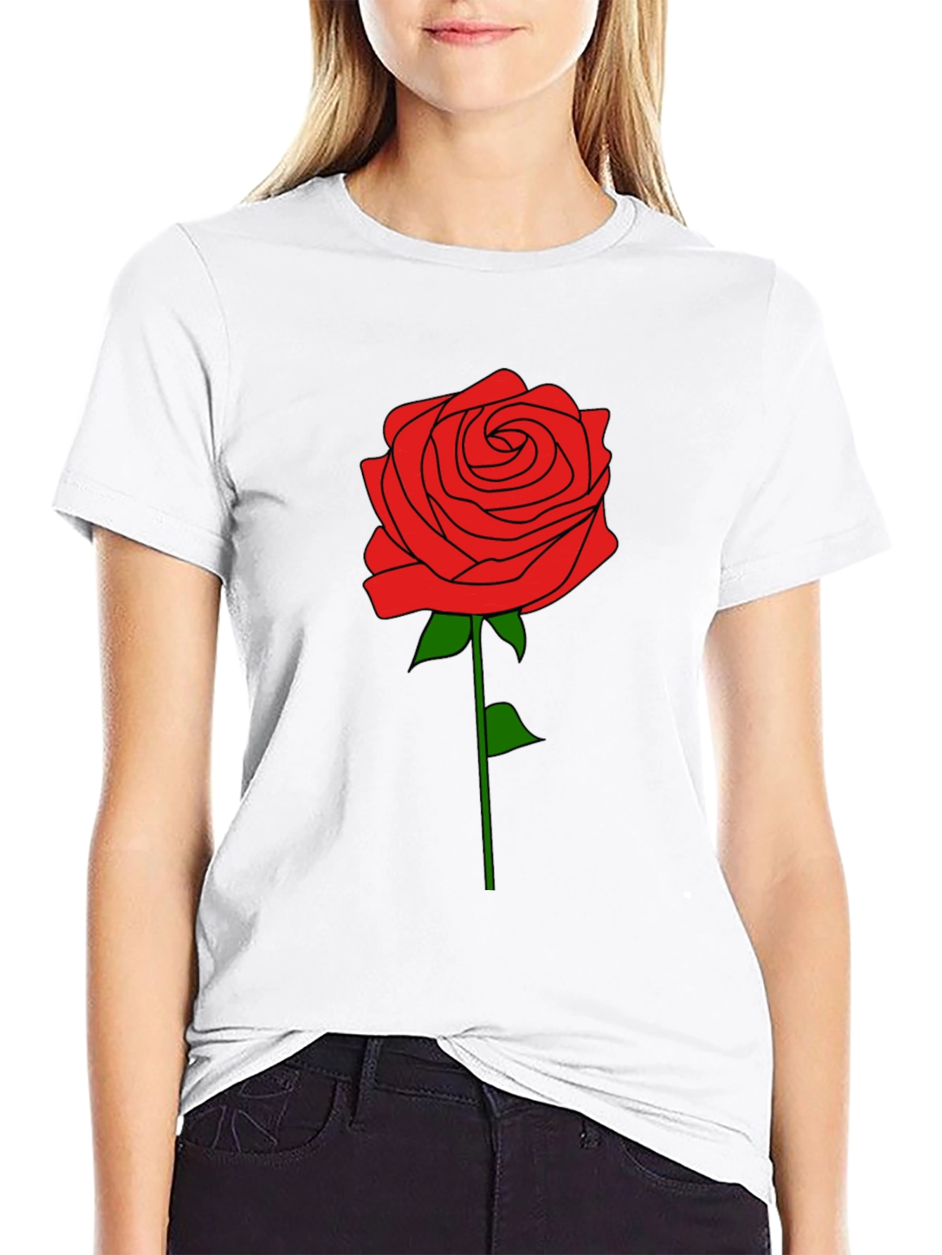 Rose Graphic T-Shirt - Black Cotton Tee